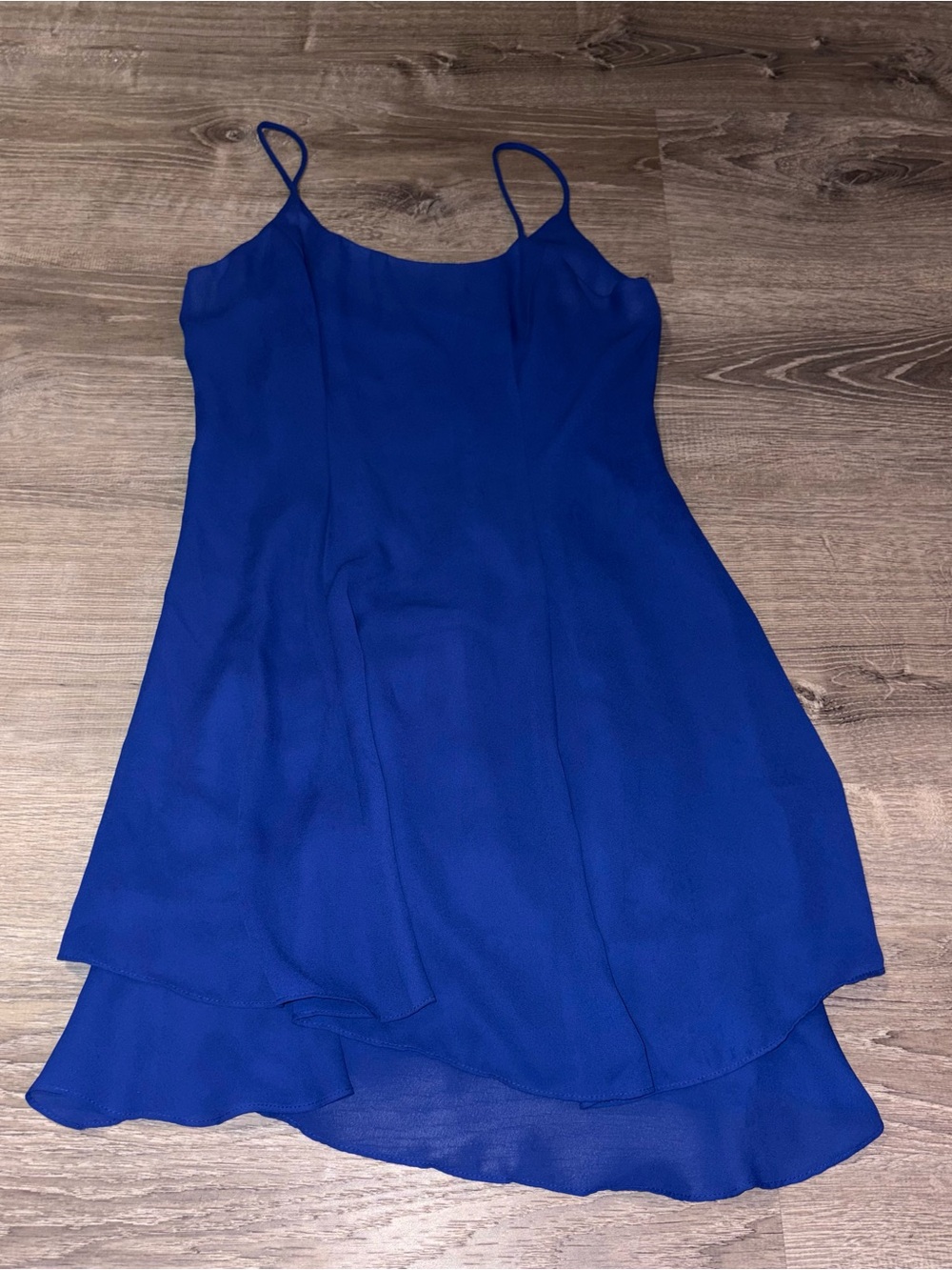 Asymmetrical Cobalt Blue Spaghetti-Strap Dress